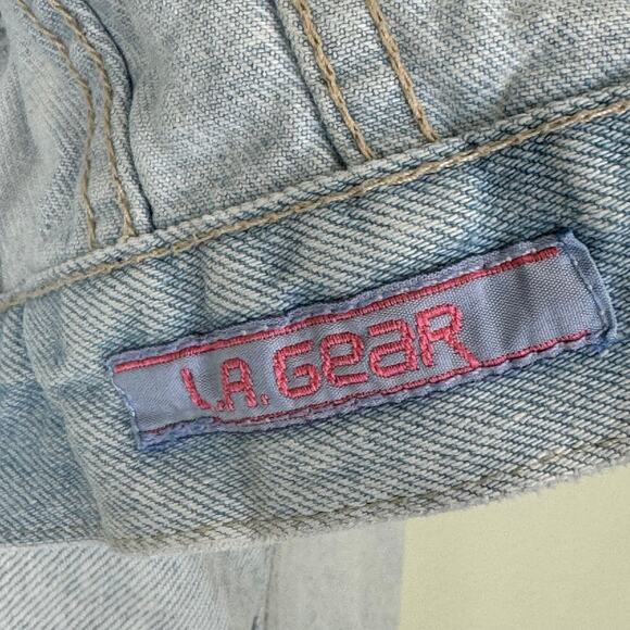 Vintage LA Gear Denim Jean Jacket Light Blue Embroidered Star Patch Women Size L - Picture 9 of 16